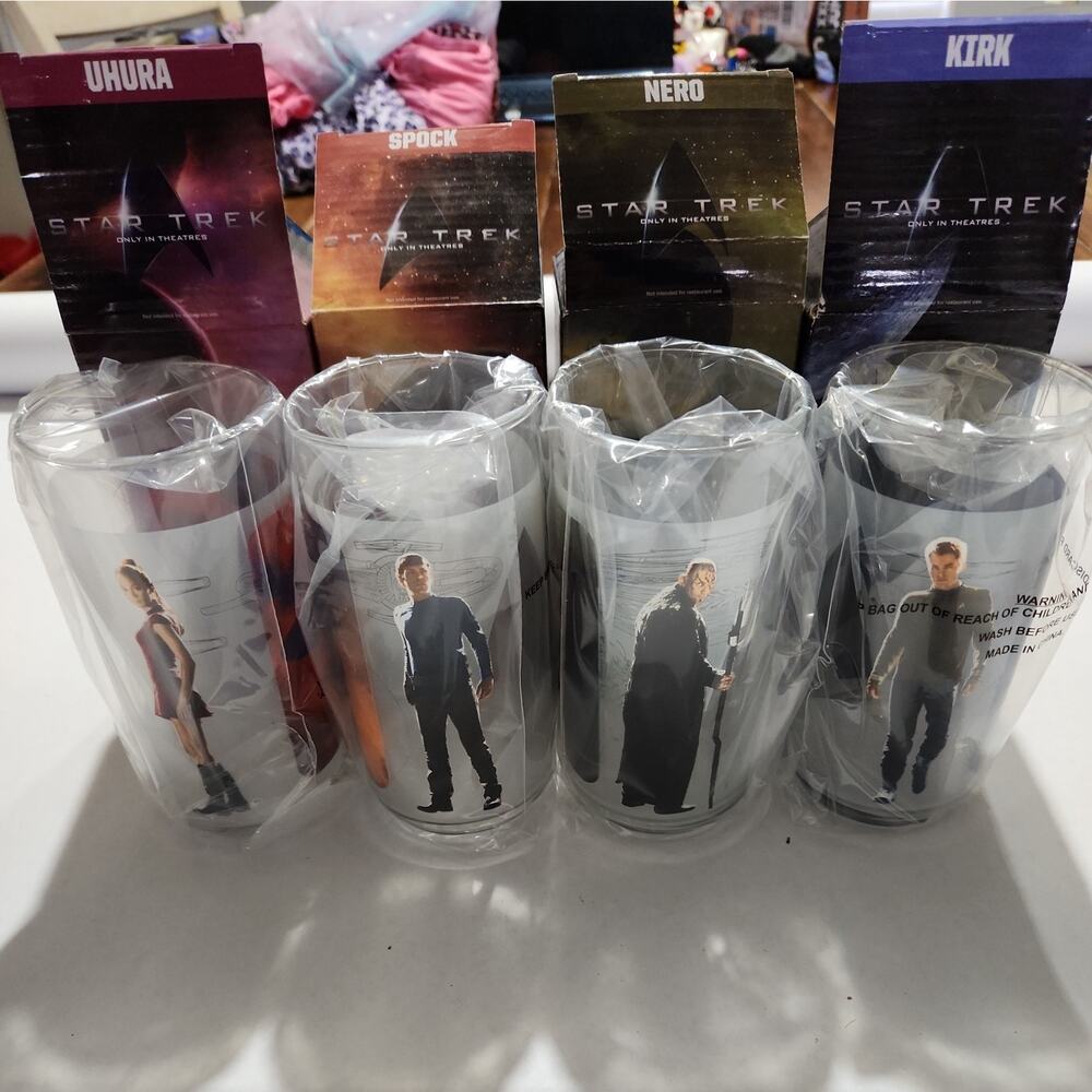 Lot (4) 2008 Star Trek (XI) Burger King Collectible Glasses Full Set 4 Cups - Picture 4 of 4